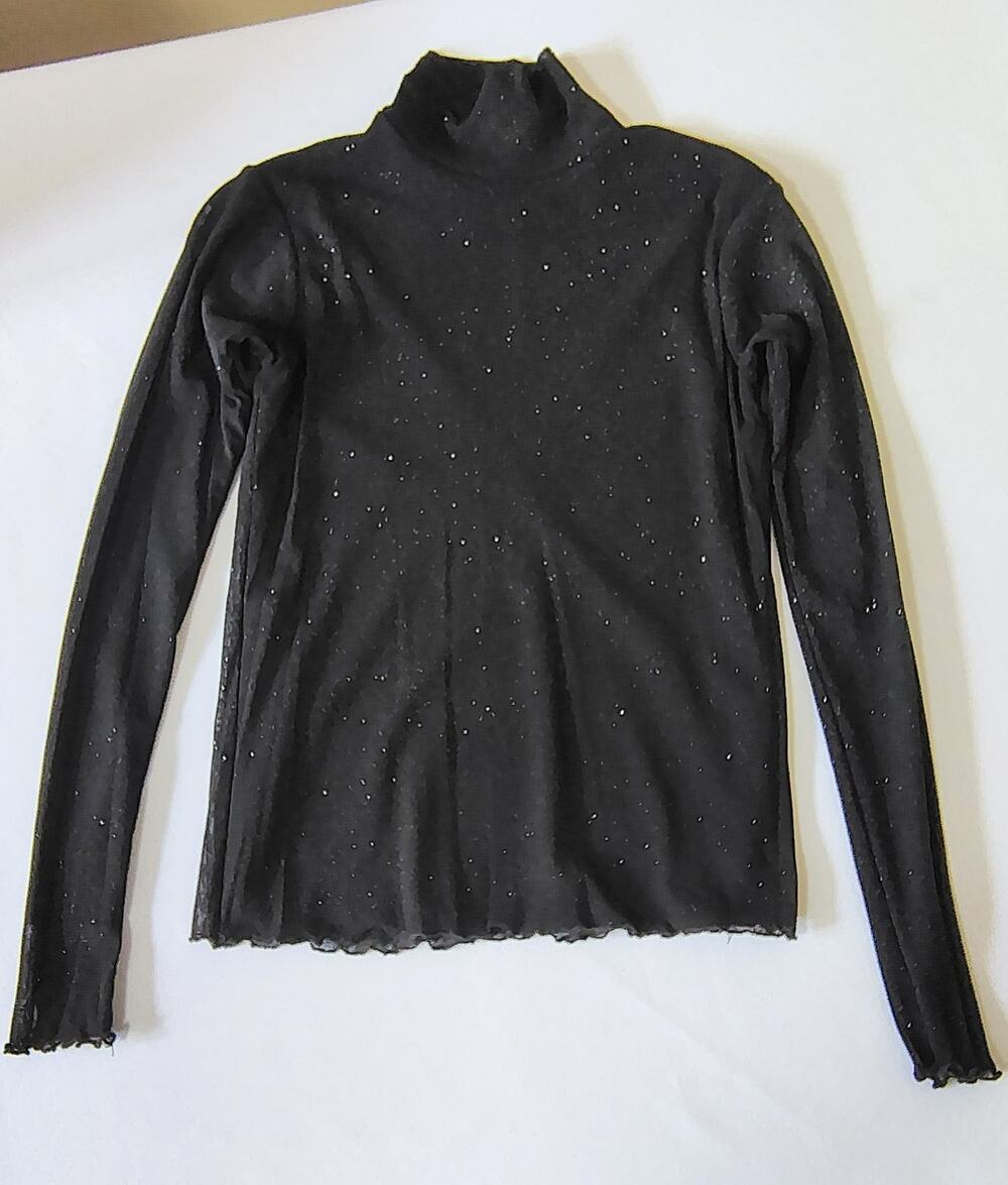 Vintage Cache' Black Top Stretchy Metallic-infused Knit Fabric Size M
